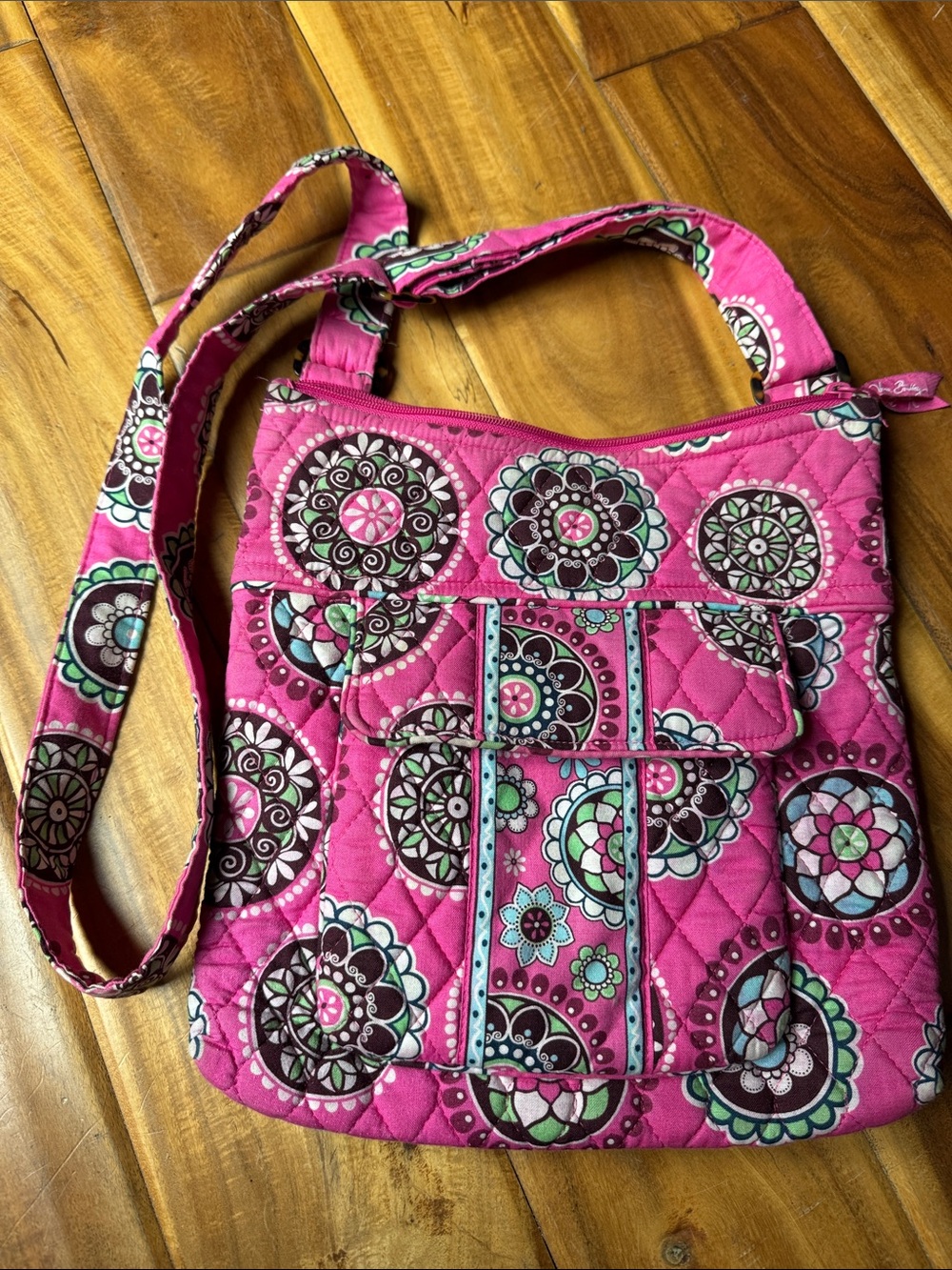 Vera Bradley Pink Quilted Crossbody with Medallion Print